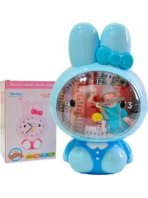 Mavi Renkli, Fotoğraf Takılabilen ve Müzikli Tavşan Çalar Saat