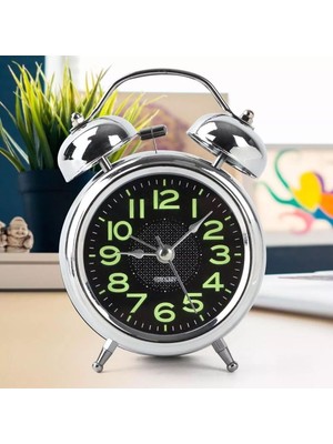 Gri Renkli Büyük Boy Işıklı Masa Üstü Alarmlı Çalar Saat