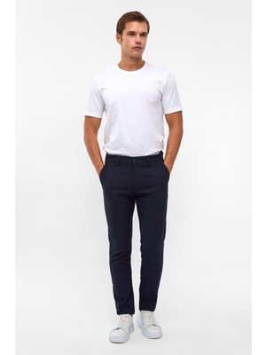 Lacivert Slim Desenli Pantolon