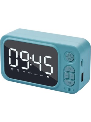 Mavi ve Pembe Renkli Kablosuz Hoparlör, Fm Radyo, Alarm ve Dijital Masa Saati Özelliği
