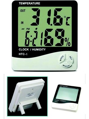 Beyaz Dijital Termometre Nem Ölçer Saat, Masaüstü Kullanım Için Ideal