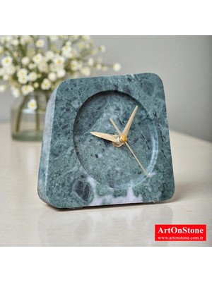 Yeşil Mermer Masa Saati, Şık ve Doğal Tasarım, Ev ve Ofis Dekoru Için Ideal