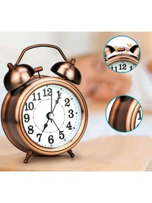 Orta Boy Nostaljik Metal Çalar Masa Saati, Beyaz, Işıklı, Şık ve Zarif Tasarım