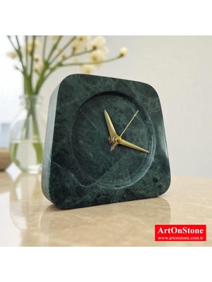Yeşil Mermer Masa Saati, Şık ve Modern Tasarım, Dekoratif Saat