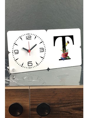 T Harfi Ahşap Masa Saati, Şık ve Doğal Tasarım ile Masa Dekorunuza Şıklık Katıyor