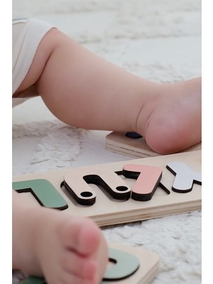 Bugula Eğitici Oyuncak Ahşap Puzzle 6-7-8 Harf Soft Montessori Oyuncak Bebek Görme Hediyesi İsme Özel