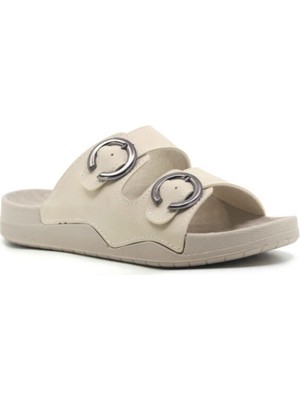 Mulex Kadın Suni Deri Ortopedik Rahat Taban Ayarlanabilen Tokalı Dikişli Şık Dışarı Içeriği Terliği