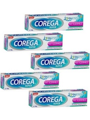 Corega Süper Diş Protez Yapıştırıcı Krem Tat Içermez 40 Gr-5 Kutu