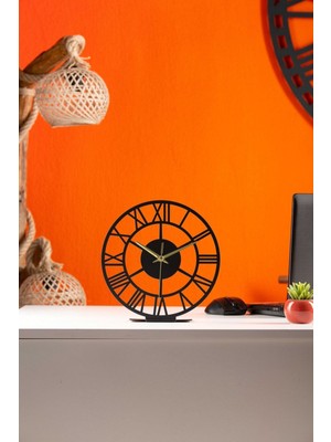 Şık Siyah Metal Masa Saati, 25X23CM, 1,5 mm Kalınlık, Modern Tasarım