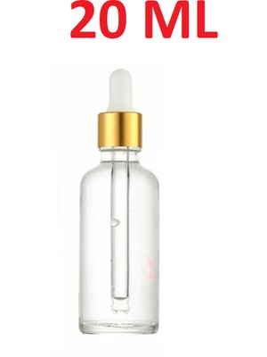 20 Cam Şeffaf Gold Kapaklı Beyaz Cam Damlalıklı Boş Çok Amaçlı Esans Yağ Şişesi 20ML