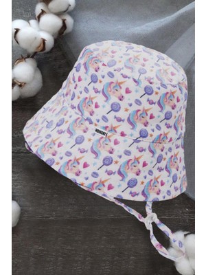 %100 Pamuk Bağlamalı Balıkçı Bebek Şapkası 7034