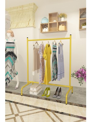 Ayaklı Askılık Konfeksiyon Askısı Metal Konfeksiyon Elbise Askılığı Eşek Askılık -Gold