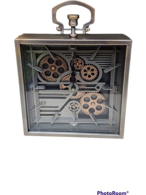 Şık 27 cm Metal Çarklı Masa Saati, Modern ve Kullanışlı Tasarım