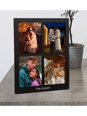 Kişiye Özel Premium Masaüstü 4 Fotoğraflı Ahşap Mdf Resimli Kolaj Çerçeve