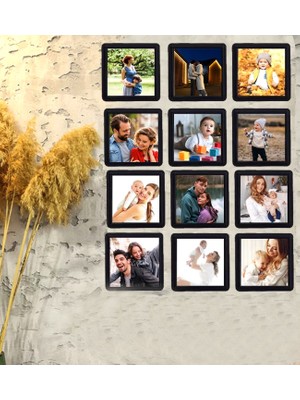 Kişiye Özel 12 Adet 8,5x8.5 Sök Tak Fotoğraflı Çerçeve