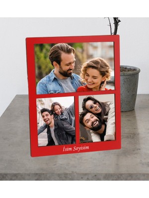 Kişiye Özel Premium 3 Fotoğraflı Masaüstü Ahşap Kolaj Masaüstü Çerçeve