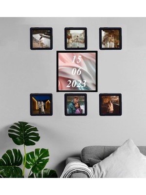 Kişiye Özel Fotoğraflı Tarih Tasarımlı Sök-Tak 7 Adet Masaüstü ve Duvar Çerçeve Seti