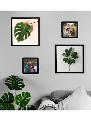 Kişiye Özel Fotoğraflı Yaprak Desen Tasarımlı Sök-Tak 4 Adet Masaüstü ve Duvar Çerçeve Seti