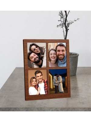 Kişiye Özel 4 Fotoğraflı Ahşap Mdf Resimli Kolaj Çerçeve