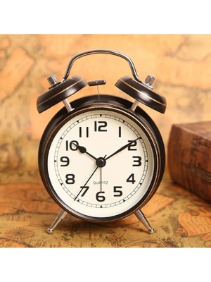 Mavi Retro Metal Küçük Başucu Saati, Vintage Tasarım, Öğrenci ve Ev Kullanımı