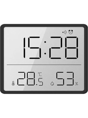 Şık Çok Fonksiyonlu Dijital Mini Saat, 9x7 Cm, Ultra Ince, Siyah