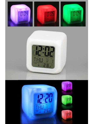 7 Renk Değiştiren Dijital Saat, Alarmlı, Şık ve Fonksiyonel Tasarım