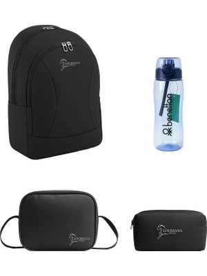 Louisiana Polo Okul Seti – Çanta + Termal Beslenme + Kalemlik + Mavi Matara Beyaz 2455