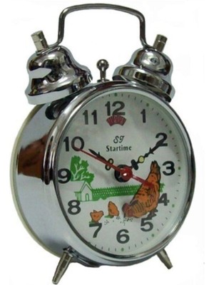 Nostaljik Horoz Figürlü Kurmalı Metal Çalar Saat, Şık ve Klasik Tasarım.