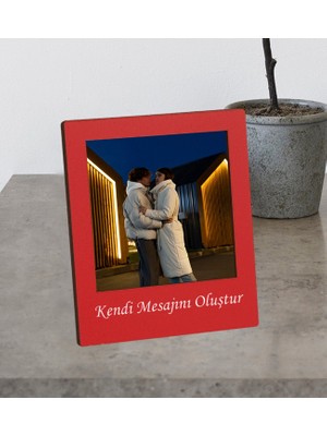 Kişiye Özel Fotoğraflı Kırmızı Masaüstü Ahşap Mdf Çerçeve Fotoğraf Albümü