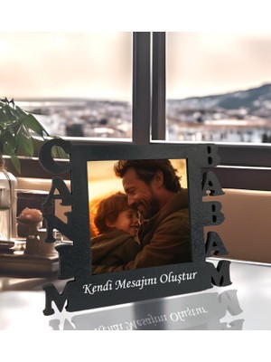 Kişiye Özel Fotoğraflı Canım Babam Tasarımlı Siyah Masaüstü Çerçeve