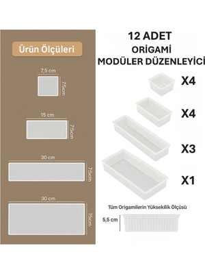12'li Şeffaf Makyaj ve Takı Düzenleyici Set, Çekmece Içi Organizatörler