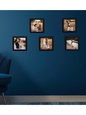 Kişiye Özel 5 Adet 8,5x8.5 Sök Tak Fotoğraflı Siyah Çerçeve