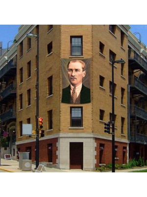 Asilmeydan Sivil Mustafa Kemal Atatürk Cephe Poster Bayrağı -200x300cm - 2 x 3 metre