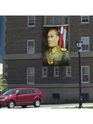Asilmeydan Üniformalı Gazi Mustafa Kemal Atatürk Poster Cephe Bayrak - 300X450CM