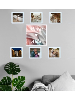 Kişiye Özel Fotoğraflı Isim Tasarımlı Sök-Tak 7 Adet Masaüstü ve Duvar Çerçeve Seti