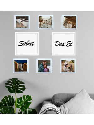 Kişiye Özel Fotoğraflı Sabret-Dua Et Sök-Tak 8 Adet Masaüstü ve Duvar Çerçeve Seti