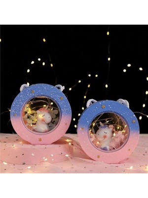 Pembe Unicorn Masa Üstü Dekoratif Gece Lambası, Şık ve Sıcak Işıklandırma