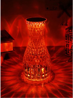Renkli Dokunmatik Akrilik Gece Lambası, Kristal Vazo Tasarımı