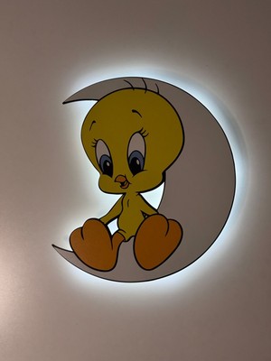 Ahşap Tweety Çocuk Odası Gece Lambası, 30X32 Cm, Şık ve Kullanışlı Tasarım