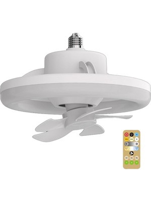 360 ° Dönen Tavan Vantilatörü Işık E27 Akıllı Fan Uzaktan Kumandalı LED Fan Işık Oturma Odası Yatak Odası Üst 3W