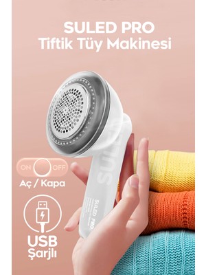 Suled Tiftik Tüy Toplama Makinesi USB Şarjlı Kazak Kumaş Elbise Tüy Toplayıcı Beyaz