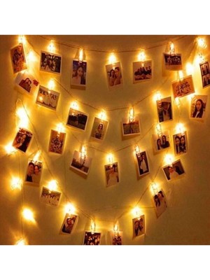 Renkli LED Işıklı Fotoğraf Mandalları, 20 Adet, Canlı ve Şık Tasarım