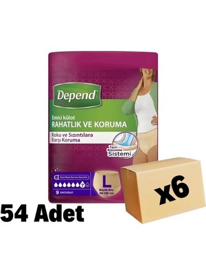 Depend Emici Külot Kadın Büyük Boy L 9'lu 6 Paket