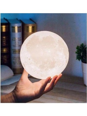 3D Ay Gece Lambası, Dekoratif Küre LED Başucu Işığı, Beyaz Renk