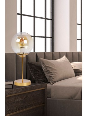 Altın Renkli Cam Masa Lambası, Şık ve Modern Tasarım, Ev ve Ofis Kullanımı Için.