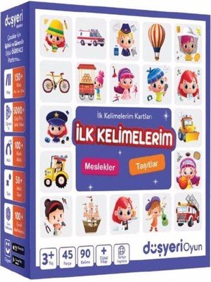 Bebekler Için Ilk Kelimeler Kartları - Meslekler ve Taşıtlar Seti, 45 Parça