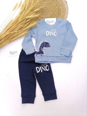 Damla Little Dino Figürlü 2'li Eşofman Takım Lacivert - 9-12 Ay