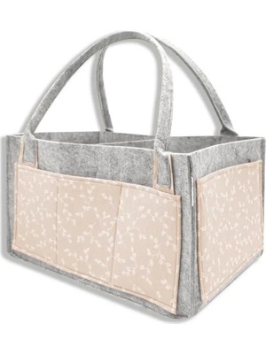 Bfs    Babyjem Keçe Anne Bebek Bakım Çantası 772 Somon Çiçek