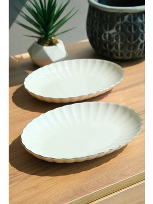 Kütahya Porselen Bone Luz Platin File Kayık Tabak 27X19CM BNLZF28KY220 2 Li
