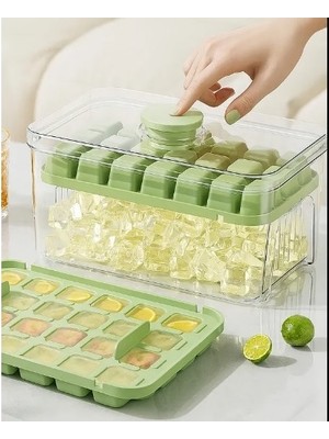 Otomatik Basmalı 56 Hazneli Kapaklı Buz Kalıbı Çift Bölmeli Buz Kalıbı Şekilli